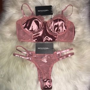 Pink/Mauve Satin Lingerie Set